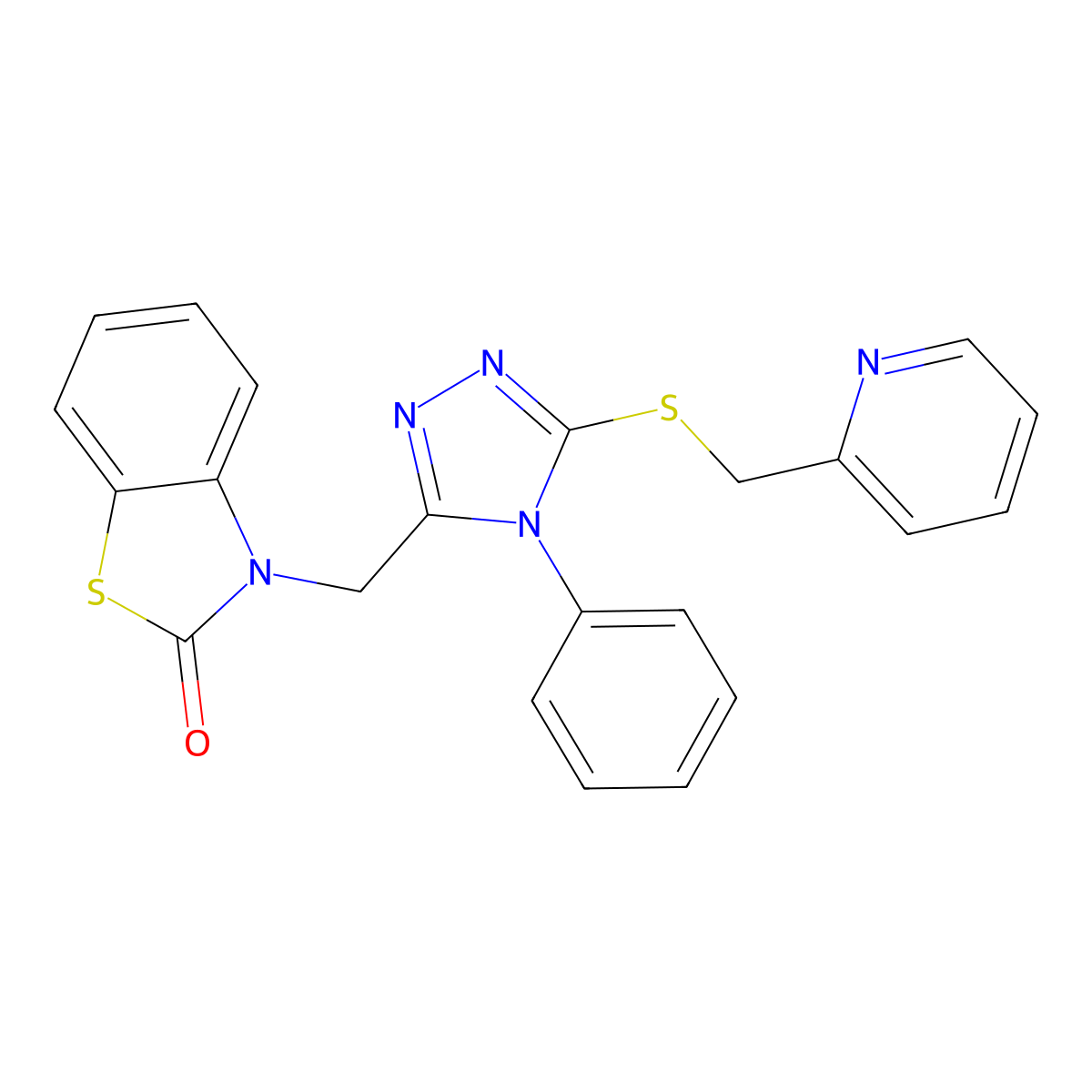 3-((4-phenyl-5-((pyridin-2-ylmethyl)thio)-4H-1,2,4-triazol-3-yl)methyl)benzo[d]thiazol-2(3H)-one molecular structure, CAS 847402-32-8