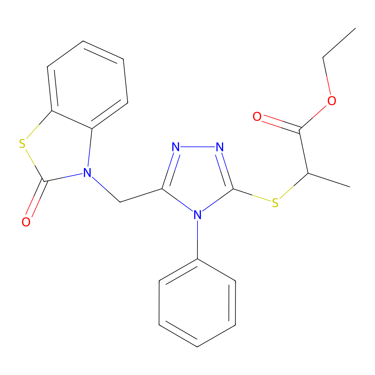 ethyl 2-((5-((2-oxobenzo[d]thiazol-3(2H)-yl)methyl)-4-phenyl-4H-1,2,4-triazol-3-yl)thio)propanoate molecular structure, CAS 847402-34-0