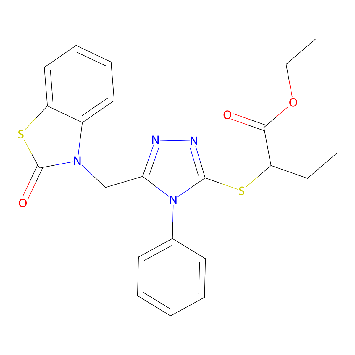 ethyl 2-((5-((2-oxobenzo[d]thiazol-3(2H)-yl)methyl)-4-phenyl-4H-1,2,4-triazol-3-yl)thio)butanoate molecular structure, CAS 847402-35-1