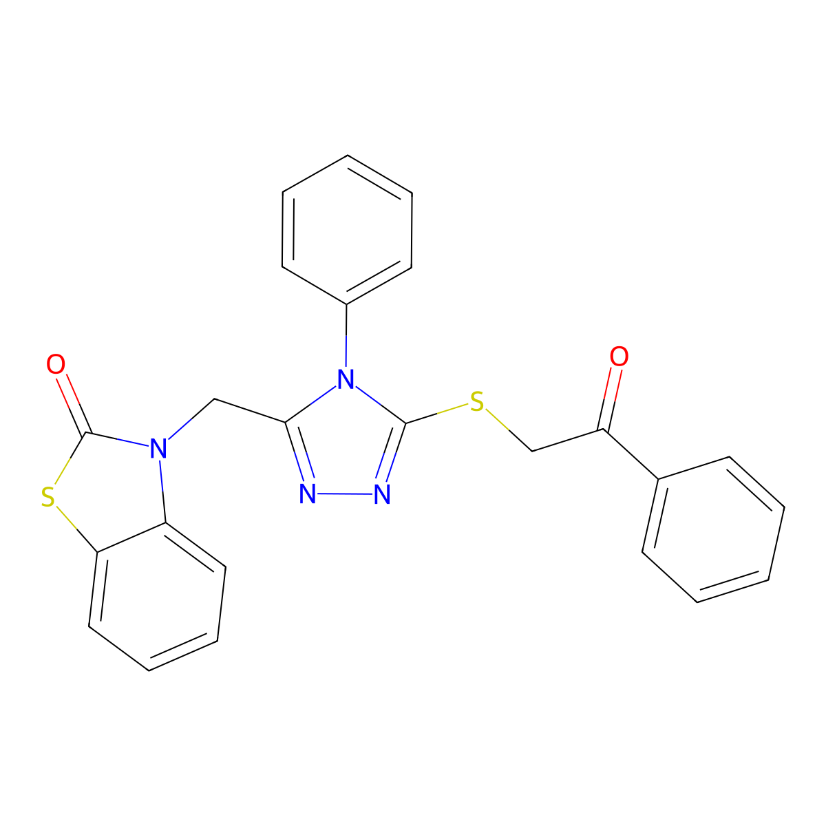 3-((5-((2-oxo-2-phenylethyl)thio)-4-phenyl-4H-1,2,4-triazol-3-yl)methyl)benzo[d]thiazol-2(3H)-one molecular structure, CAS 847402-37-3