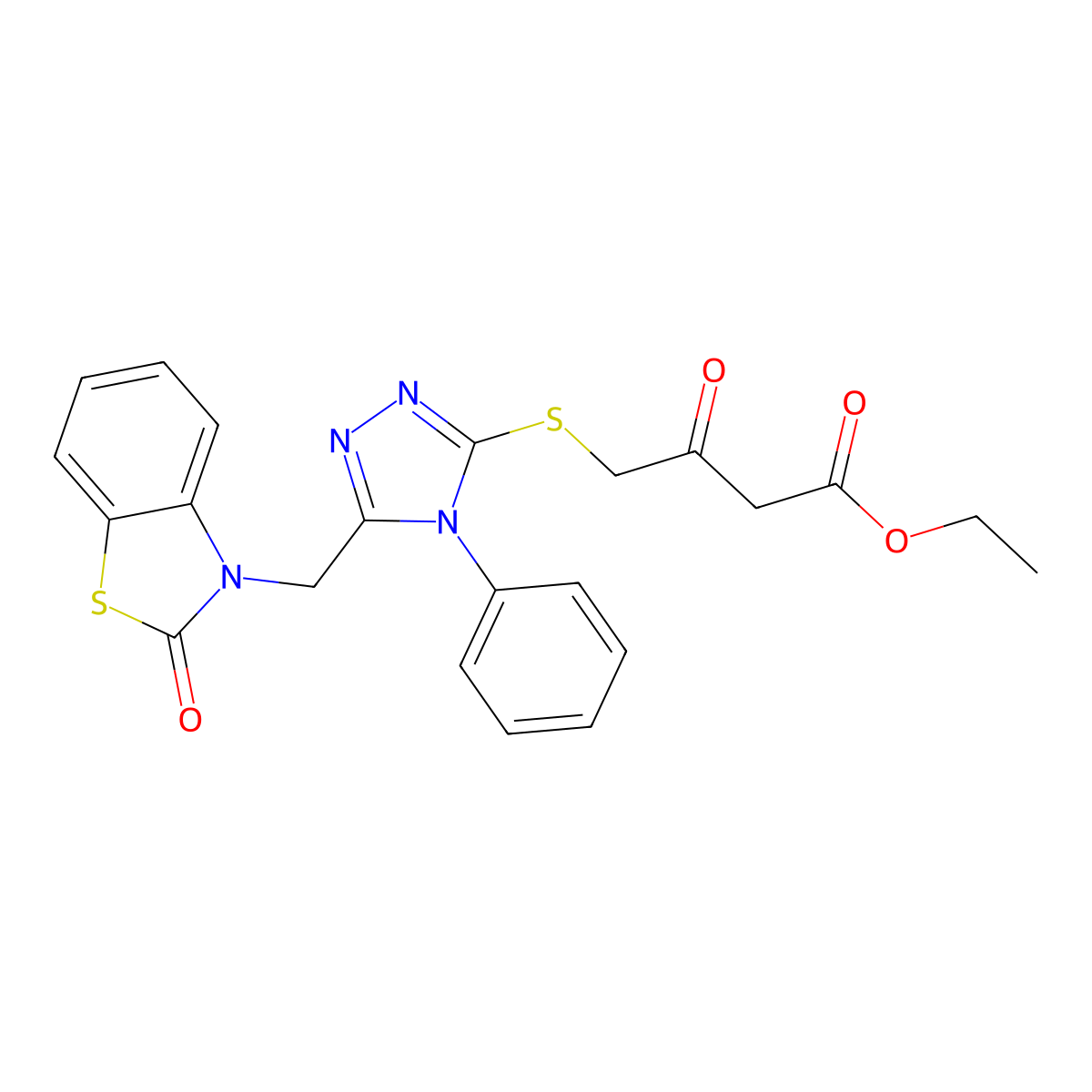 ethyl 3-oxo-4-({5-[(2-oxo-2,3-dihydro-1,3-benzothiazol-3-yl)methyl]-4-phenyl-4H-1,2,4-triazol-3-yl}sulfanyl)butanoate molecular structure, CAS 847402-39-5