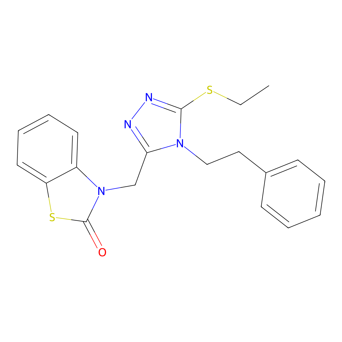 3-((5-(ethylthio)-4-phenethyl-4H-1,2,4-triazol-3-yl)methyl)benzo[d]thiazol-2(3H)-one molecular structure, CAS 847402-41-9