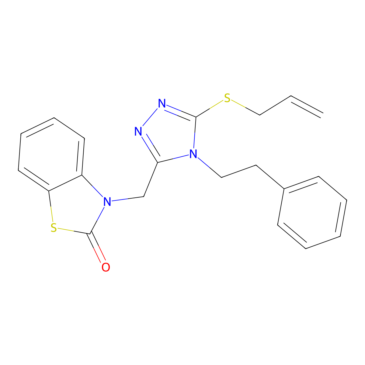 3-((5-(allylthio)-4-phenethyl-4H-1,2,4-triazol-3-yl)methyl)benzo[d]thiazol-2(3H)-one molecular structure, CAS 847402-48-6