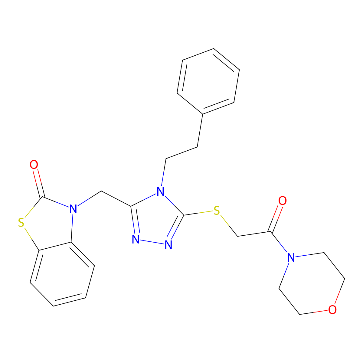 3-((5-((2-morpholino-2-oxoethyl)thio)-4-phenethyl-4H-1,2,4-triazol-3-yl)methyl)benzo[d]thiazol-2(3H)-one molecular structure, CAS 847402-51-1