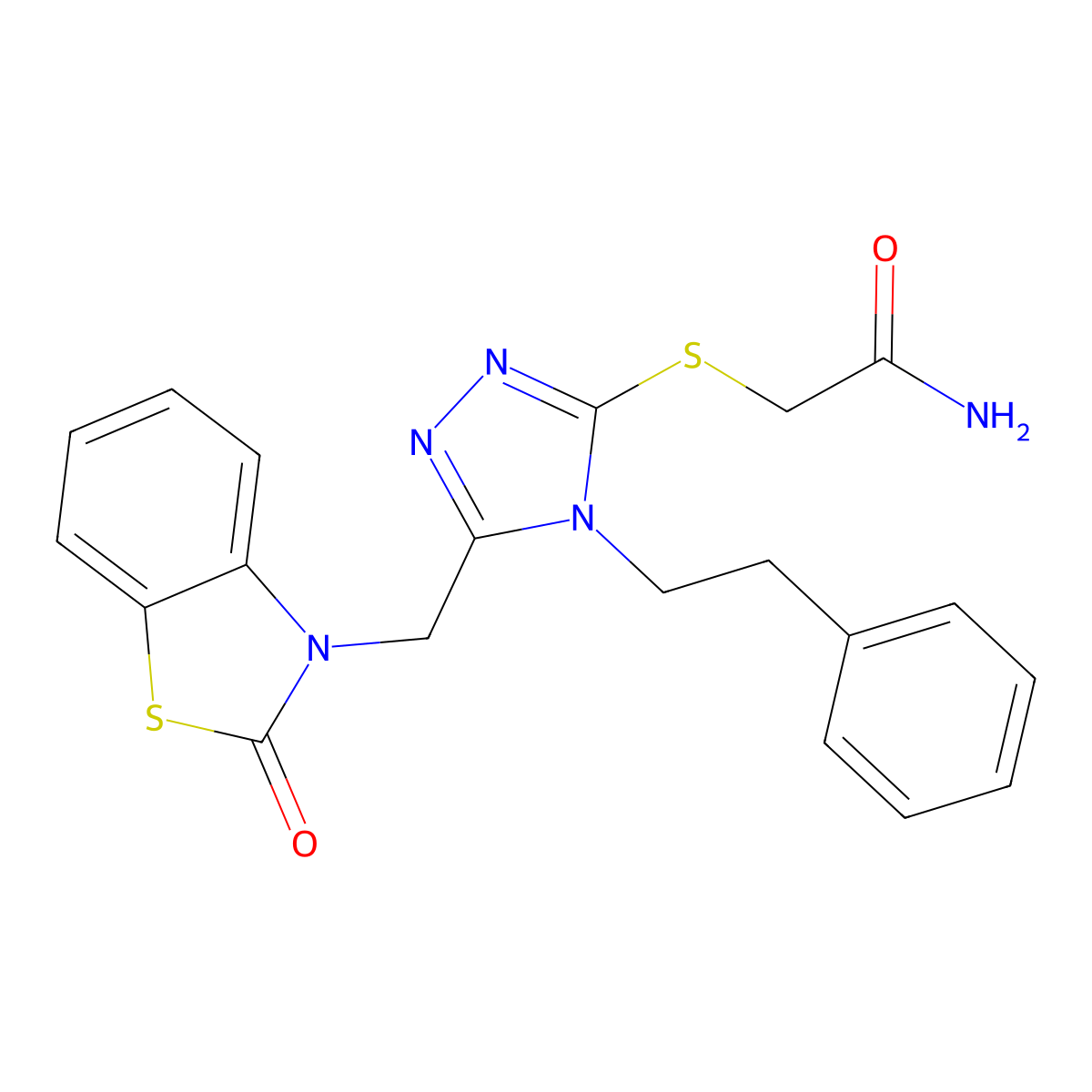2-((5-((2-oxobenzo[d]thiazol-3(2H)-yl)methyl)-4-phenethyl-4H-1,2,4-triazol-3-yl)thio)acetamide molecular structure, CAS 847402-52-2