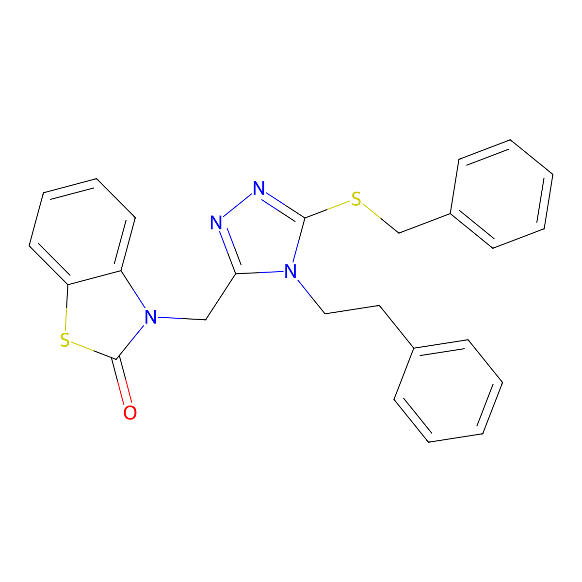 3-((5-(benzylthio)-4-phenethyl-4H-1,2,4-triazol-3-yl)methyl)benzo[d]thiazol-2(3H)-one molecular structure, CAS 847402-54-4