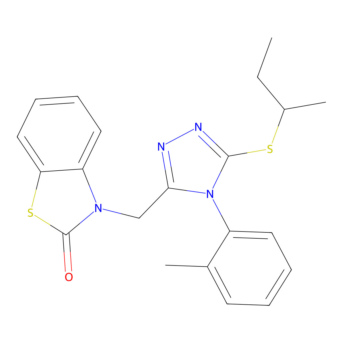 3-((5-(sec-butylthio)-4-(o-tolyl)-4H-1,2,4-triazol-3-yl)methyl)benzo[d]thiazol-2(3H)-one molecular structure, CAS 847402-72-6