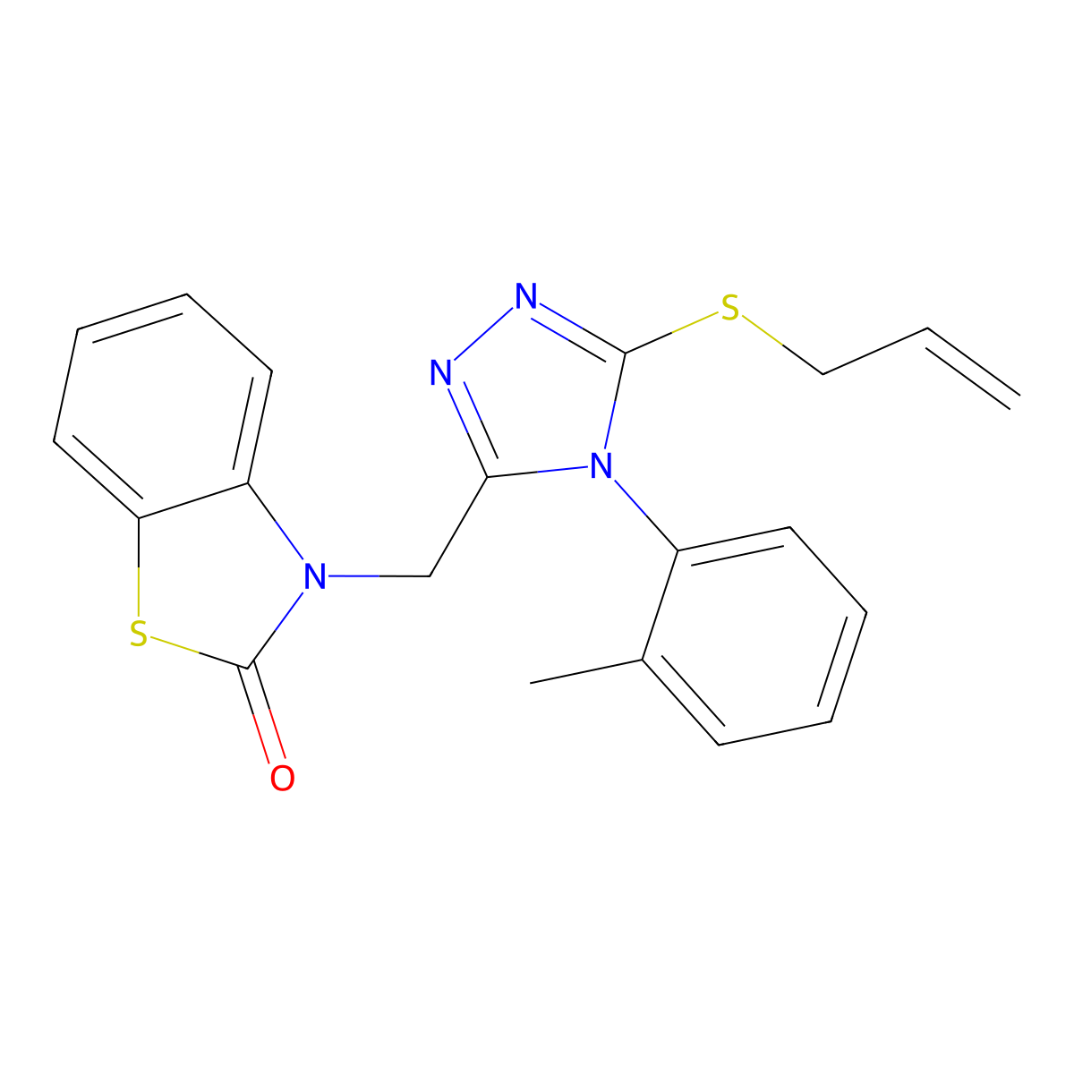 3-((5-(allylthio)-4-(o-tolyl)-4H-1,2,4-triazol-3-yl)methyl)benzo[d]thiazol-2(3H)-one molecular structure, CAS 847402-75-9