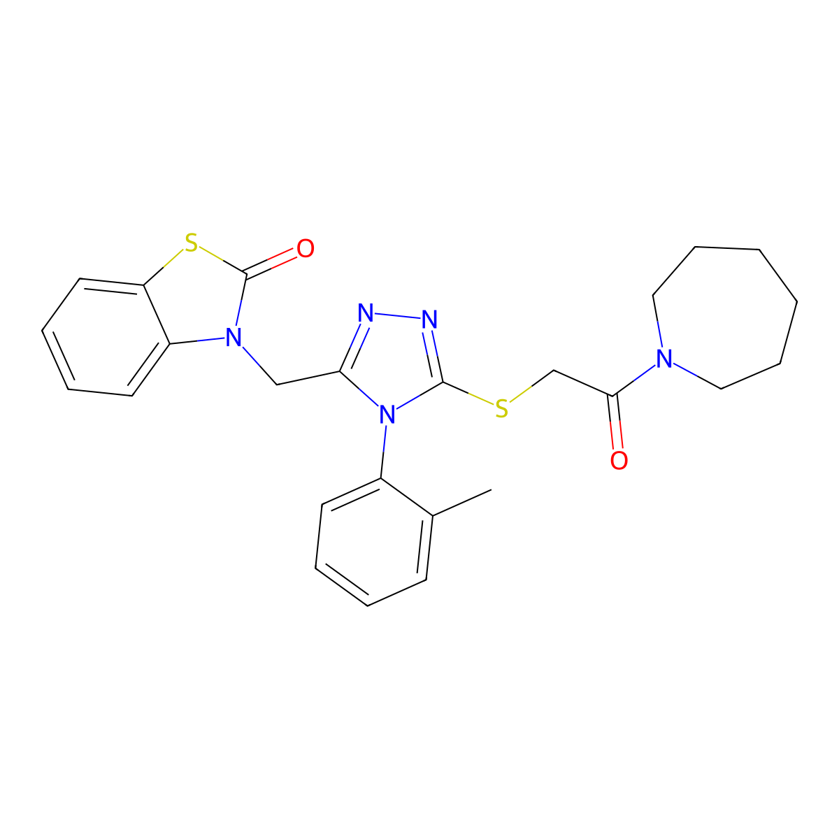 3-((5-((2-(azepan-1-yl)-2-oxoethyl)thio)-4-(o-tolyl)-4H-1,2,4-triazol-3-yl)methyl)benzo[d]thiazol-2(3H)-one molecular structure, CAS 847402-80-6