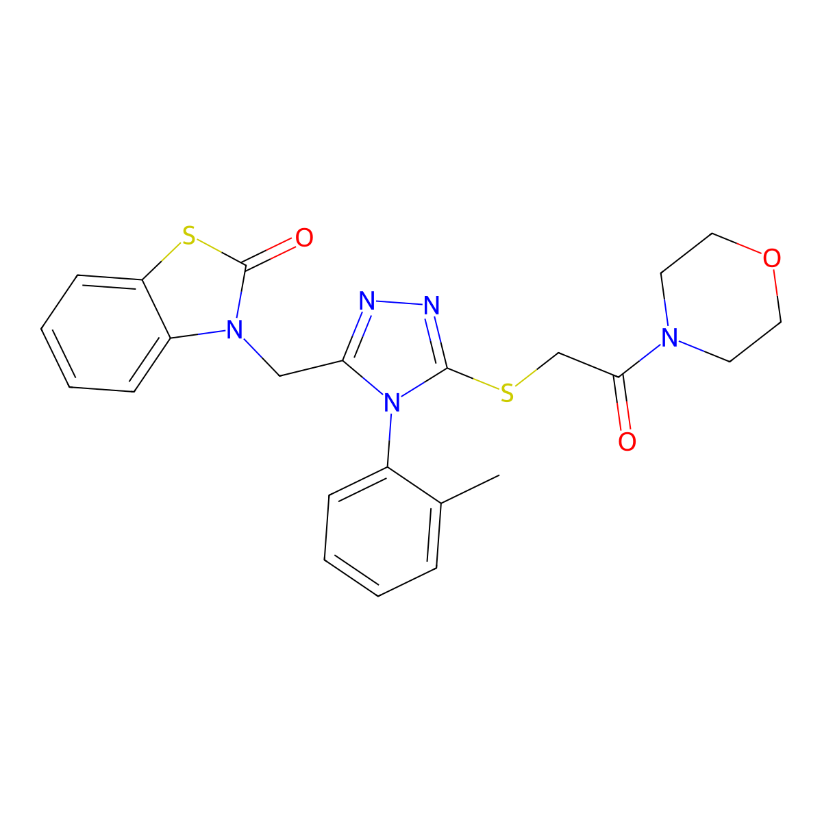 3-((5-((2-morpholino-2-oxoethyl)thio)-4-(o-tolyl)-4H-1,2,4-triazol-3-yl)methyl)benzo[d]thiazol-2(3H)-one molecular structure, CAS 847402-81-7