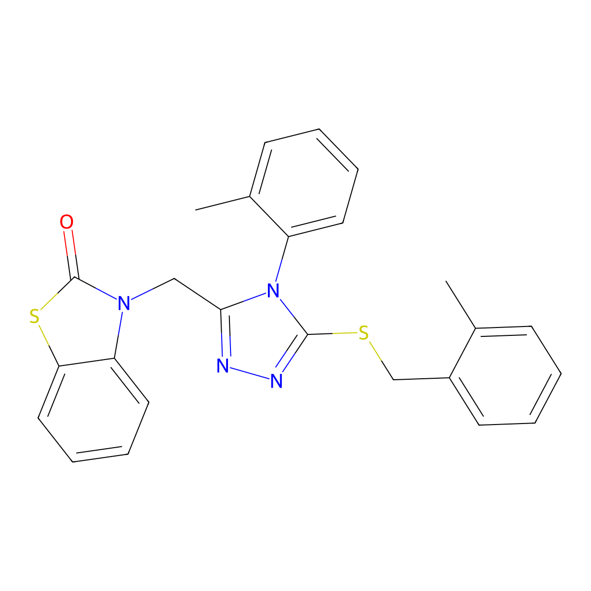 3-((5-((2-methylbenzyl)thio)-4-(o-tolyl)-4H-1,2,4-triazol-3-yl)methyl)benzo[d]thiazol-2(3H)-one molecular structure, CAS 847402-95-3