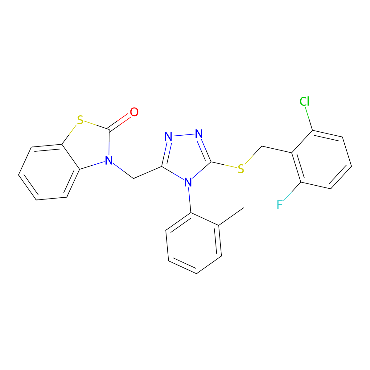 3-((5-((2-chloro-6-fluorobenzyl)thio)-4-(o-tolyl)-4H-1,2,4-triazol-3-yl)methyl)benzo[d]thiazol-2(3H)-one molecular structure, CAS 847402-97-5