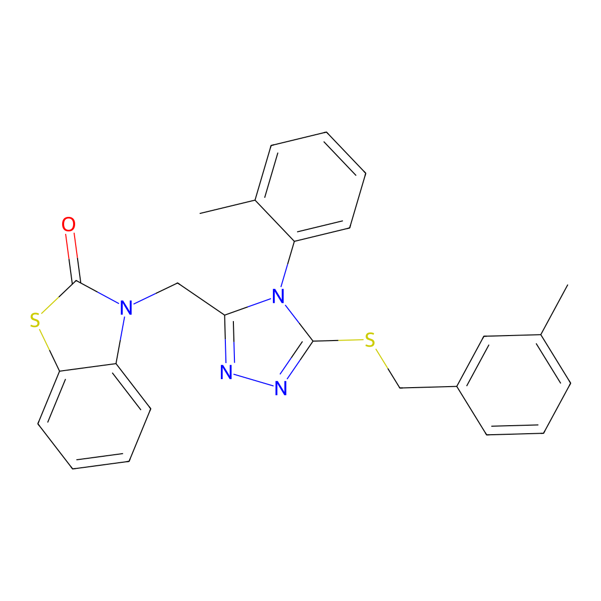 3-((5-((3-methylbenzyl)thio)-4-(o-tolyl)-4H-1,2,4-triazol-3-yl)methyl)benzo[d]thiazol-2(3H)-one molecular structure, CAS 847402-98-6