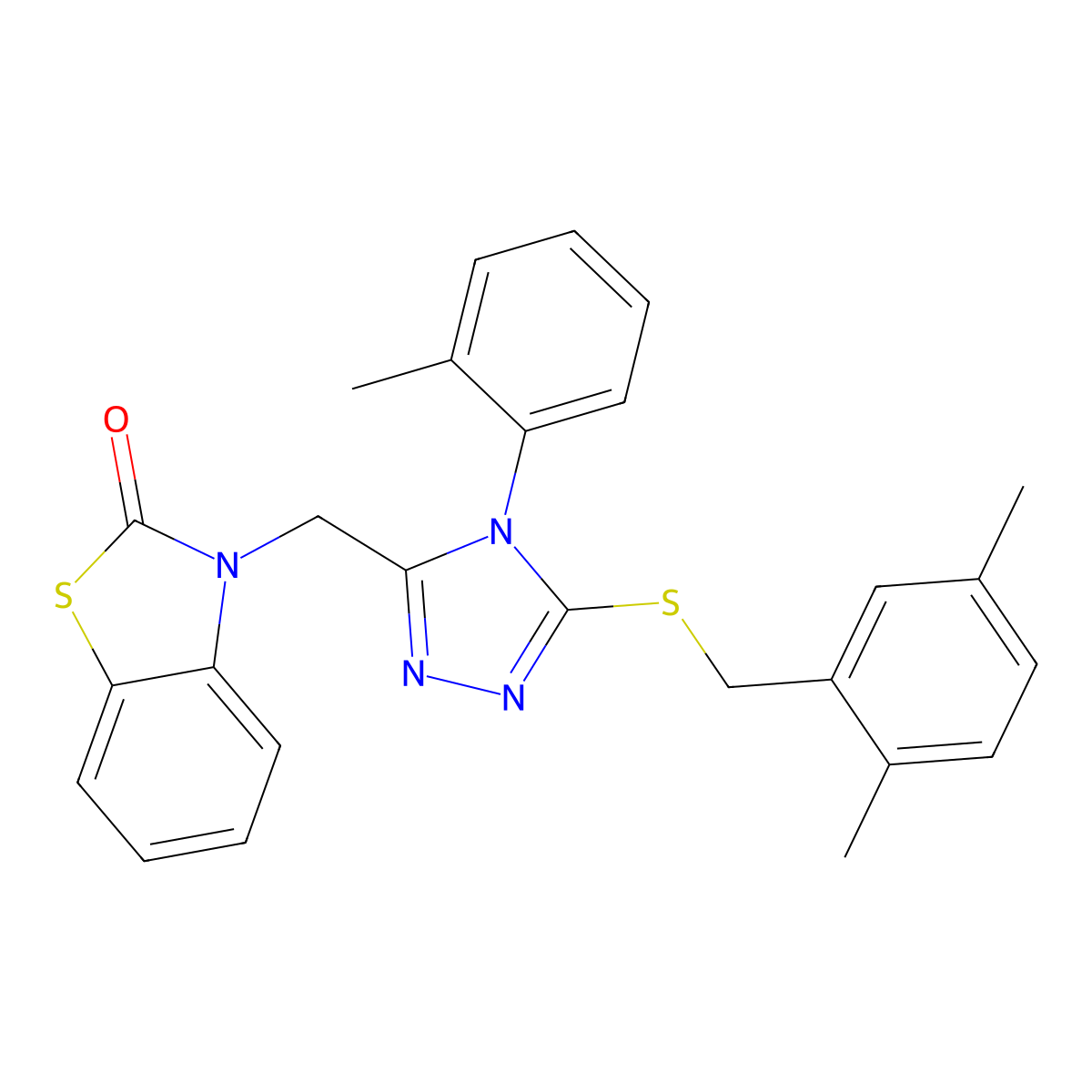 3-((5-((2,5-dimethylbenzyl)thio)-4-(o-tolyl)-4H-1,2,4-triazol-3-yl)methyl)benzo[d]thiazol-2(3H)-one molecular structure, CAS 847403-00-3