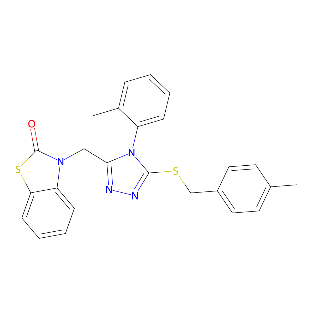 3-((5-((4-methylbenzyl)thio)-4-(o-tolyl)-4H-1,2,4-triazol-3-yl)methyl)benzo[d]thiazol-2(3H)-one molecular structure, CAS 847403-01-4