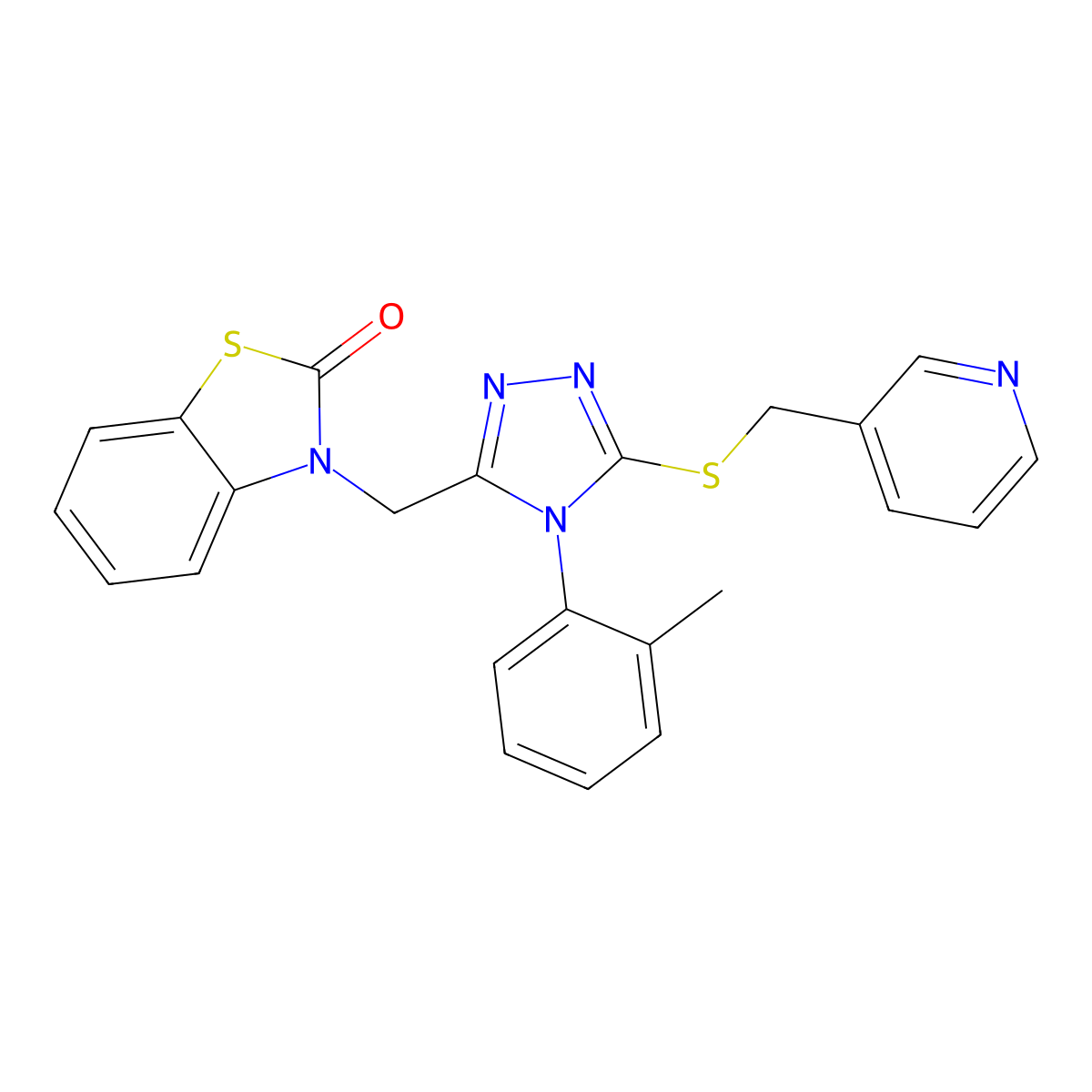 3-((5-((pyridin-3-ylmethyl)thio)-4-(o-tolyl)-4H-1,2,4-triazol-3-yl)methyl)benzo[d]thiazol-2(3H)-one molecular structure, CAS 847403-03-6