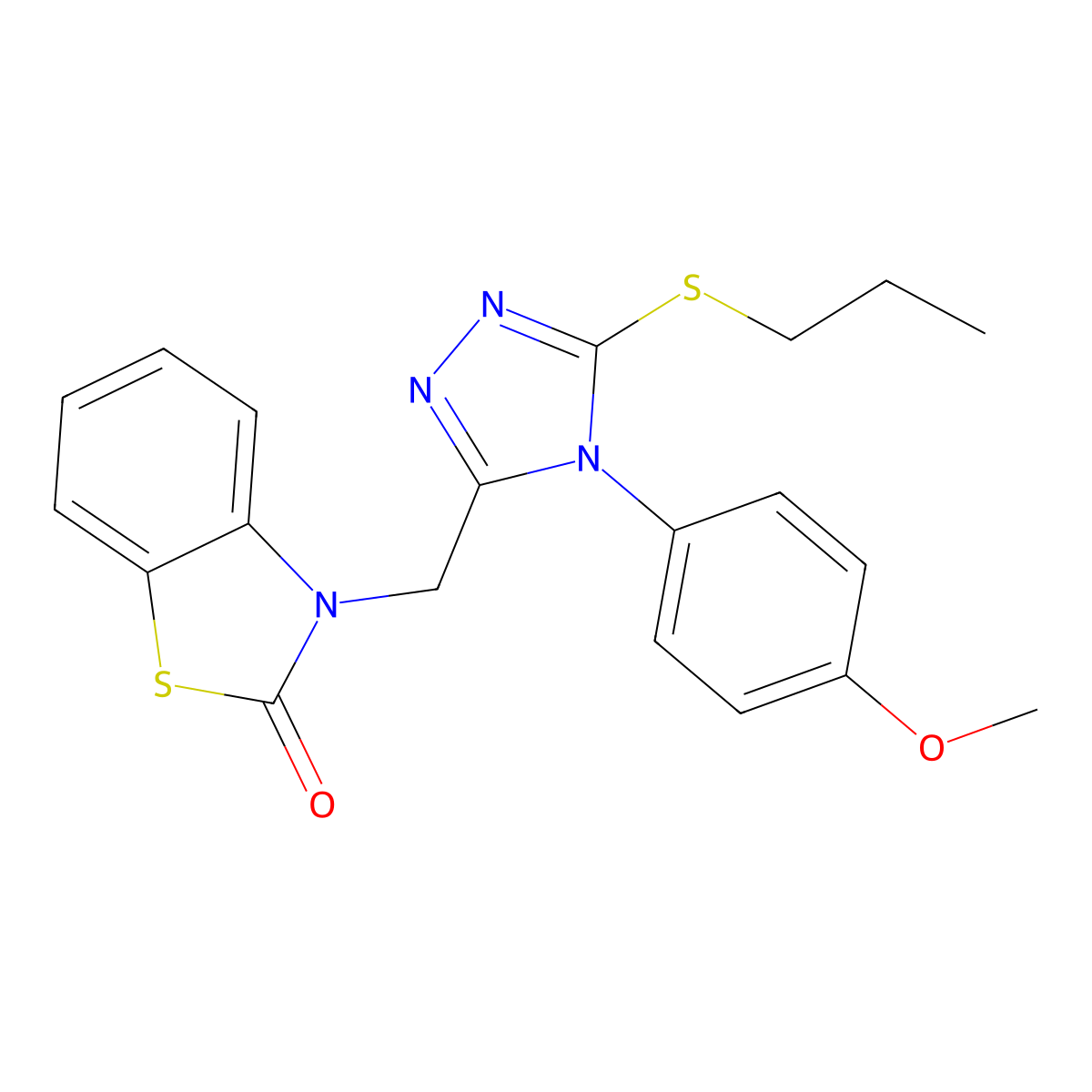 3-[[4-(4-Methoxyphenyl)-5-propylsulfanyl-1,2,4-triazol-3-yl]methyl]-1,3-benzothiazol-2-one molecular structure, CAS 847403-13-8