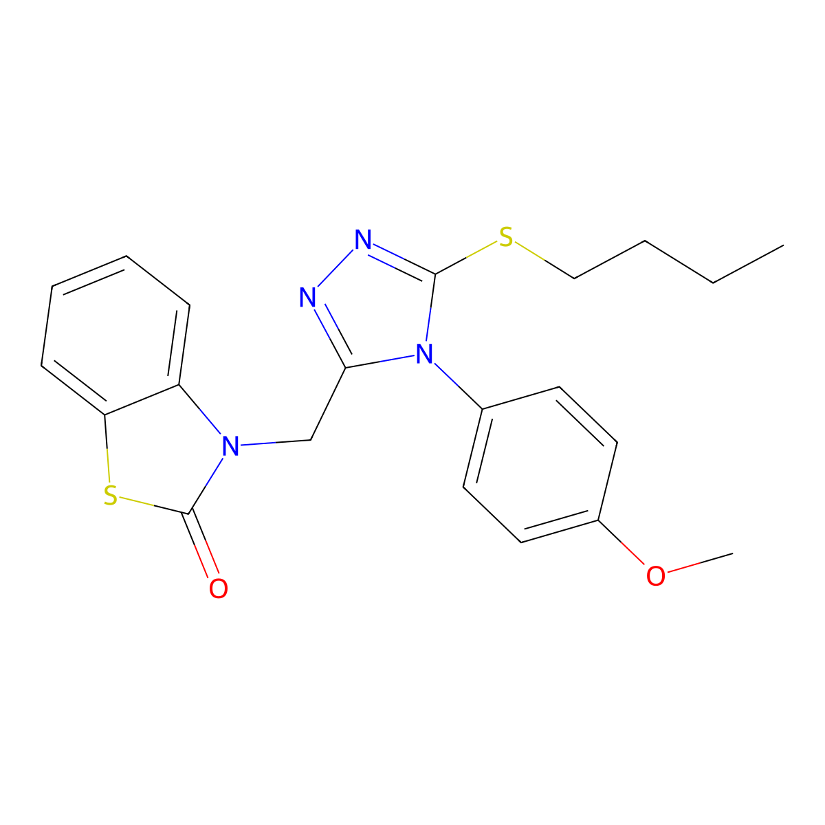 3-((5-(butylthio)-4-(4-methoxyphenyl)-4H-1,2,4-triazol-3-yl)methyl)benzo[d]thiazol-2(3H)-one molecular structure, CAS 847403-15-0