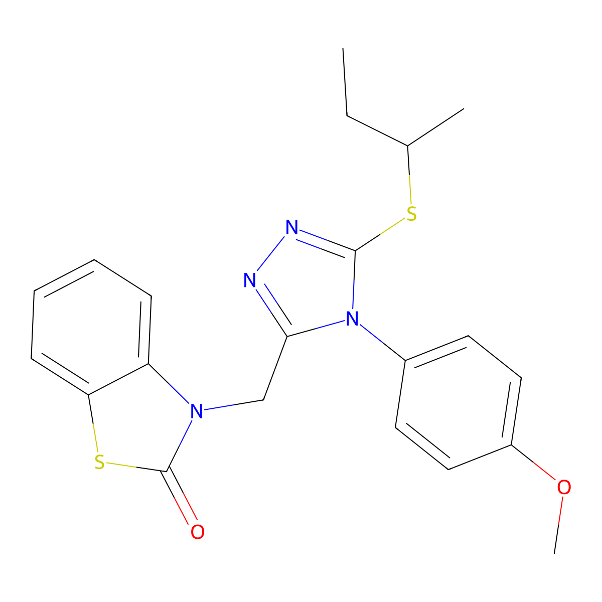 3-((5-(sec-butylthio)-4-(4-methoxyphenyl)-4H-1,2,4-triazol-3-yl)methyl)benzo[d]thiazol-2(3H)-one molecular structure, CAS 847403-16-1