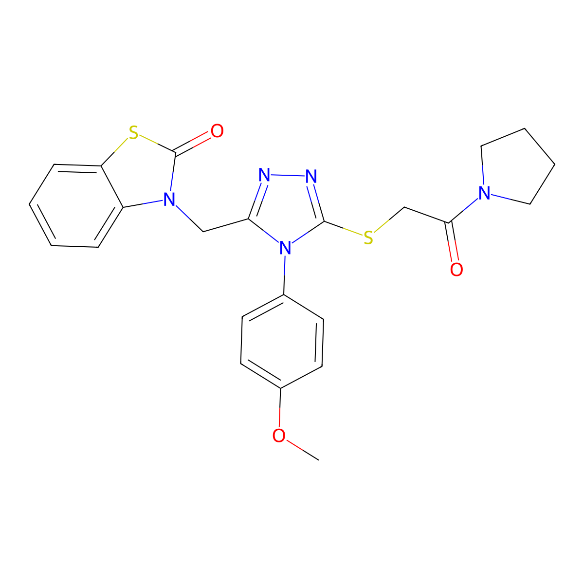 3-[[4-(4-Methoxyphenyl)-5-(2-oxo-2-pyrrolidin-1-ylethyl)sulfanyl-1,2,4-triazol-3-yl]methyl]-1,3-benzothiazol-2-one molecular structure, CAS 847403-21-8