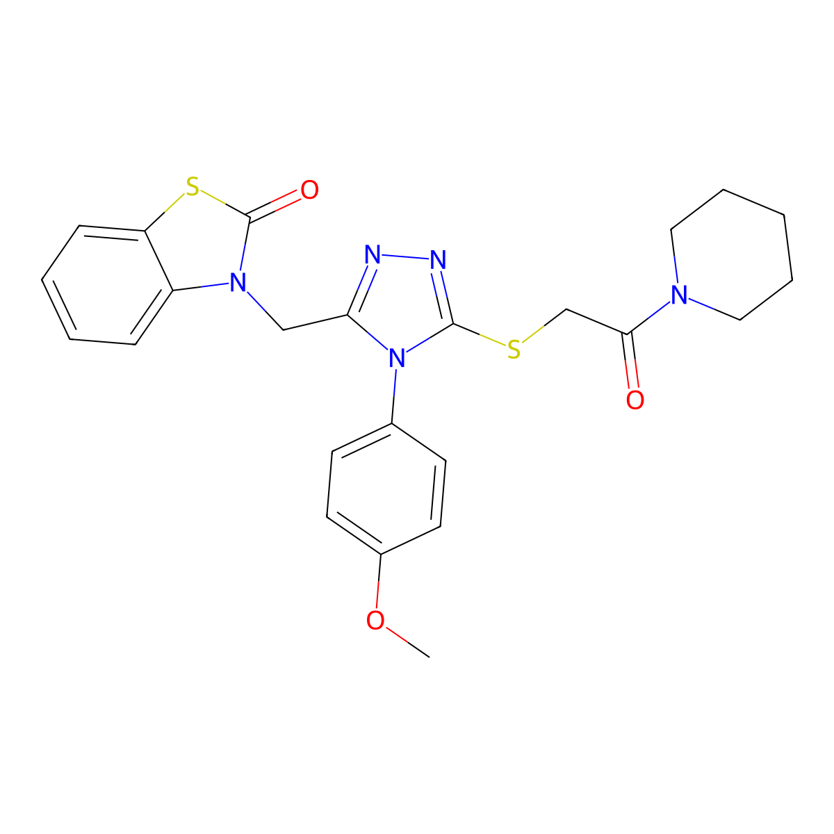 3-((4-(4-methoxyphenyl)-5-((2-oxo-2-(piperidin-1-yl)ethyl)thio)-4H-1,2,4-triazol-3-yl)methyl)benzo[d]thiazol-2(3H)-one molecular structure, CAS 847403-22-9