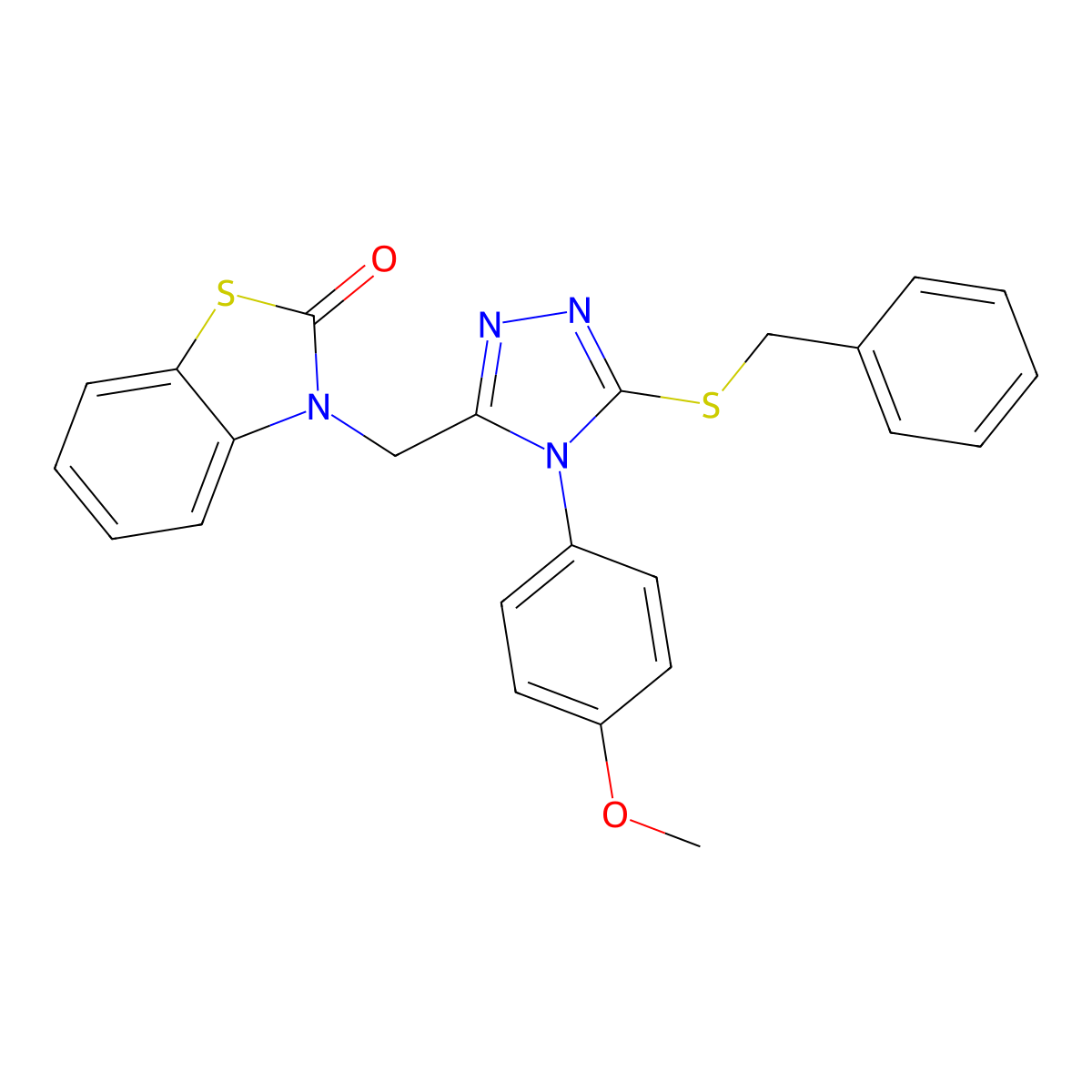 3-((5-(benzylthio)-4-(4-methoxyphenyl)-4H-1,2,4-triazol-3-yl)methyl)benzo[d]thiazol-2(3H)-one molecular structure, CAS 847403-25-2