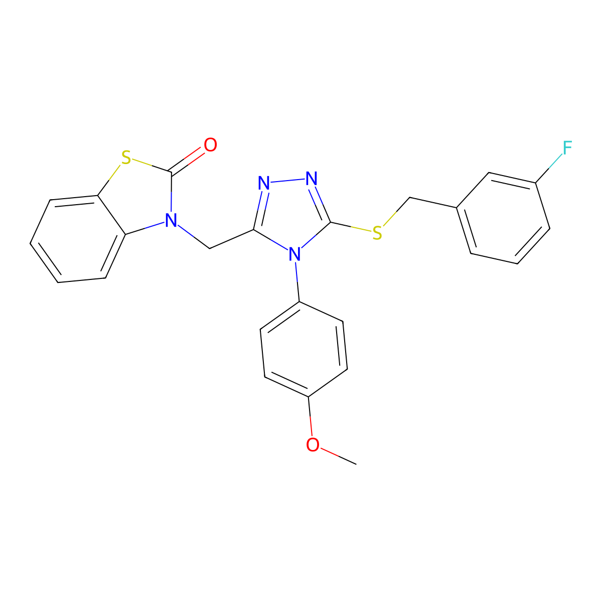 3-((5-((3-fluorobenzyl)thio)-4-(4-methoxyphenyl)-4H-1,2,4-triazol-3-yl)methyl)benzo[d]thiazol-2(3H)-one molecular structure, CAS 847403-26-3