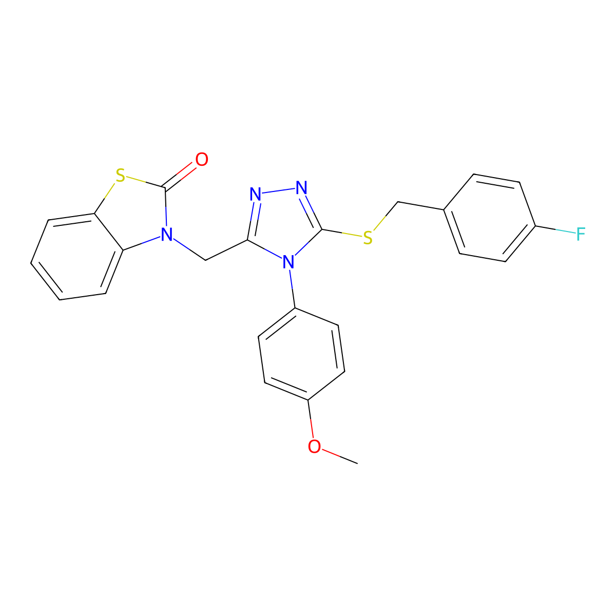 3-((5-((4-fluorobenzyl)thio)-4-(4-methoxyphenyl)-4H-1,2,4-triazol-3-yl)methyl)benzo[d]thiazol-2(3H)-one molecular structure, CAS 847403-27-4