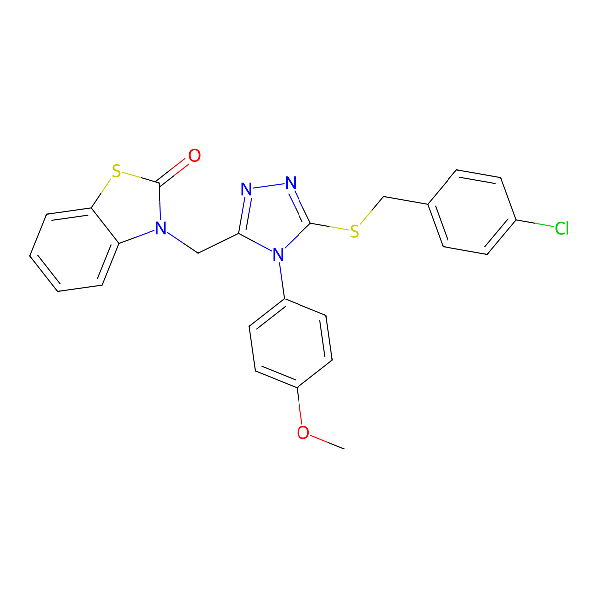 3-((5-((4-chlorobenzyl)thio)-4-(4-methoxyphenyl)-4H-1,2,4-triazol-3-yl)methyl)benzo[d]thiazol-2(3H)-one molecular structure, CAS 847403-30-9