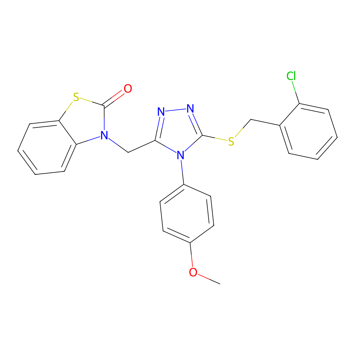 3-((5-((2-chlorobenzyl)thio)-4-(4-methoxyphenyl)-4H-1,2,4-triazol-3-yl)methyl)benzo[d]thiazol-2(3H)-one molecular structure, CAS 847403-31-0