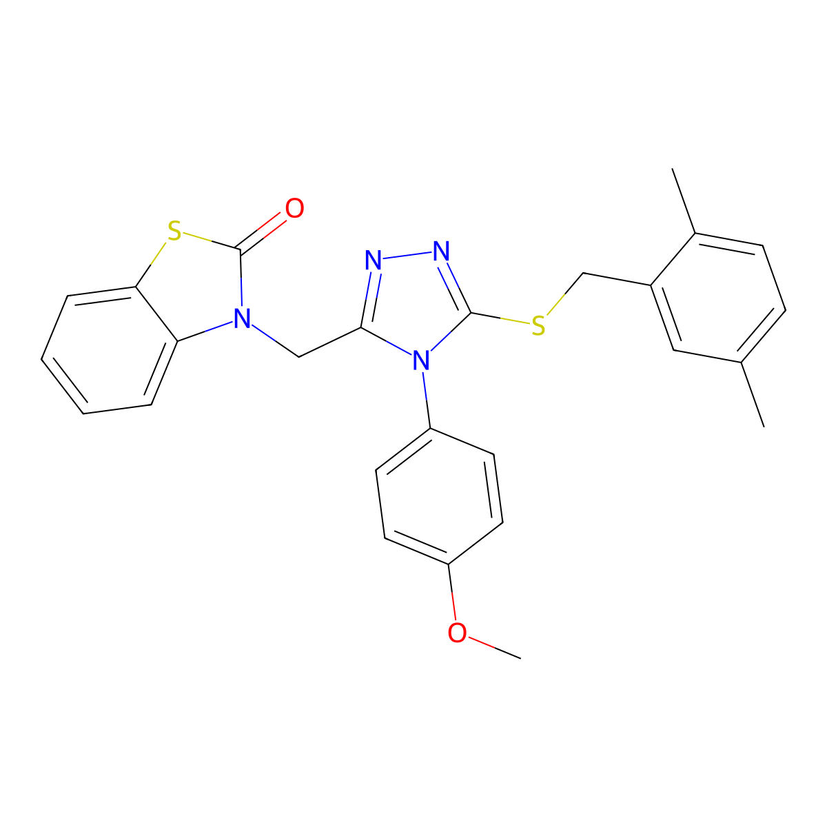 3-((5-((2,5-dimethylbenzyl)thio)-4-(4-methoxyphenyl)-4H-1,2,4-triazol-3-yl)methyl)benzo[d]thiazol-2(3H)-one molecular structure, CAS 847403-32-1