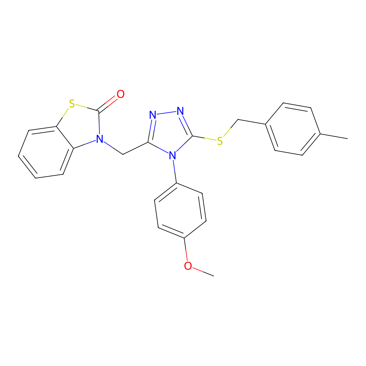 3-((4-(4-methoxyphenyl)-5-((4-methylbenzyl)thio)-4H-1,2,4-triazol-3-yl)methyl)benzo[d]thiazol-2(3H)-one molecular structure, CAS 847403-33-2
