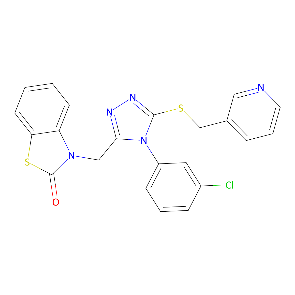 3-((4-(3-chlorophenyl)-5-((pyridin-3-ylmethyl)thio)-4H-1,2,4-triazol-3-yl)methyl)benzo[d]thiazol-2(3H)-one molecular structure, CAS 847403-58-1