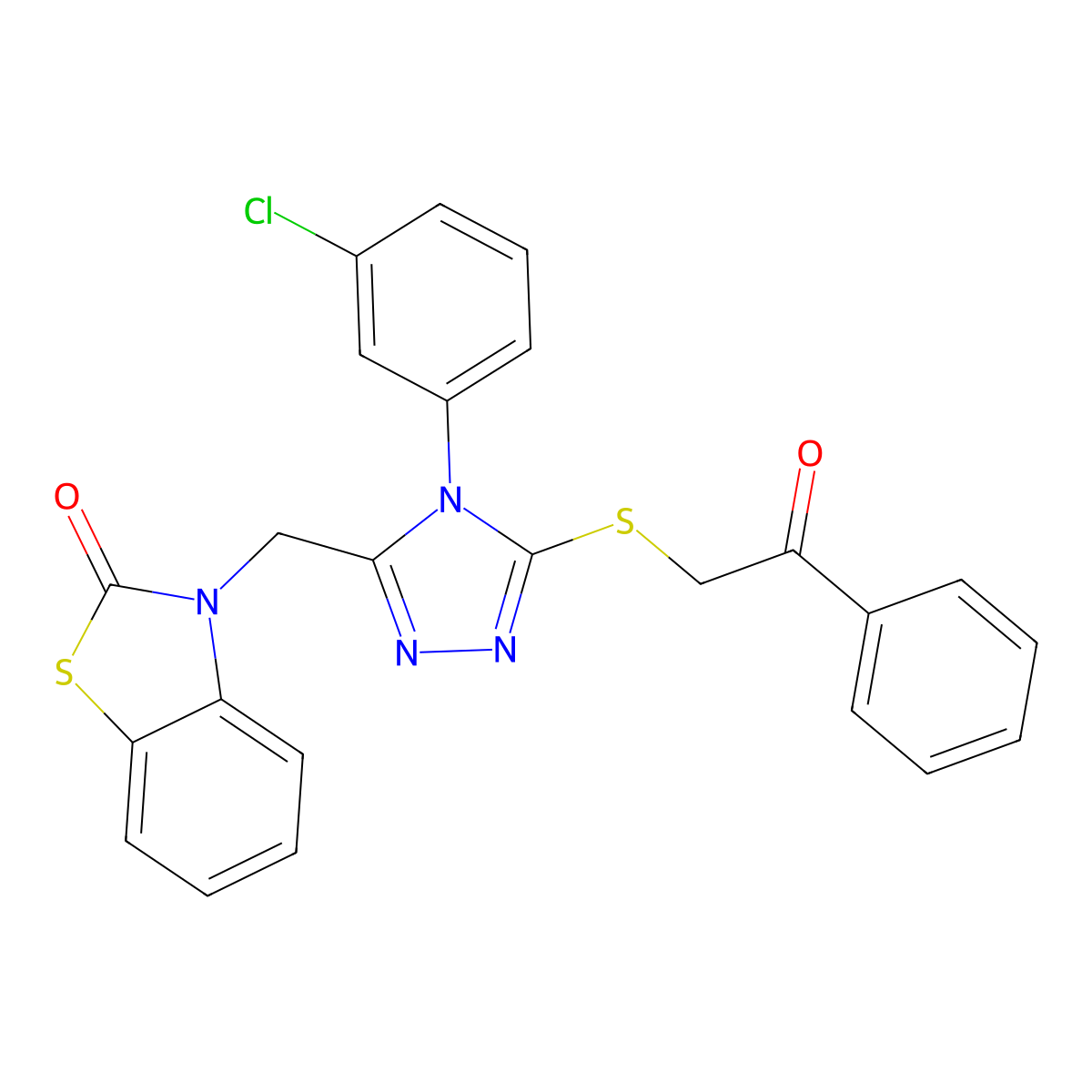 3-{[4-(3-chlorophenyl)-5-[(2-oxo-2-phenylethyl)sulfanyl]-4H-1,2,4-triazol-3-yl]methyl}-2,3-dihydro-1,3-benzothiazol-2-one molecular structure, CAS 847403-64-9