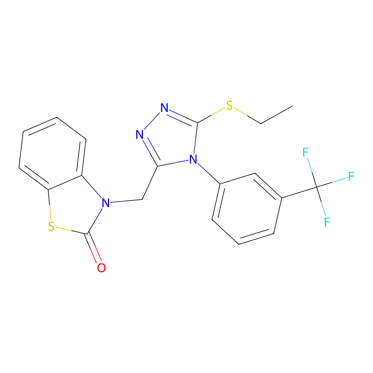 3-((5-(ethylthio)-4-(3-(trifluoromethyl)phenyl)-4H-1,2,4-triazol-3-yl)methyl)benzo[d]thiazol-2(3H)-one molecular structure, CAS 847403-66-1