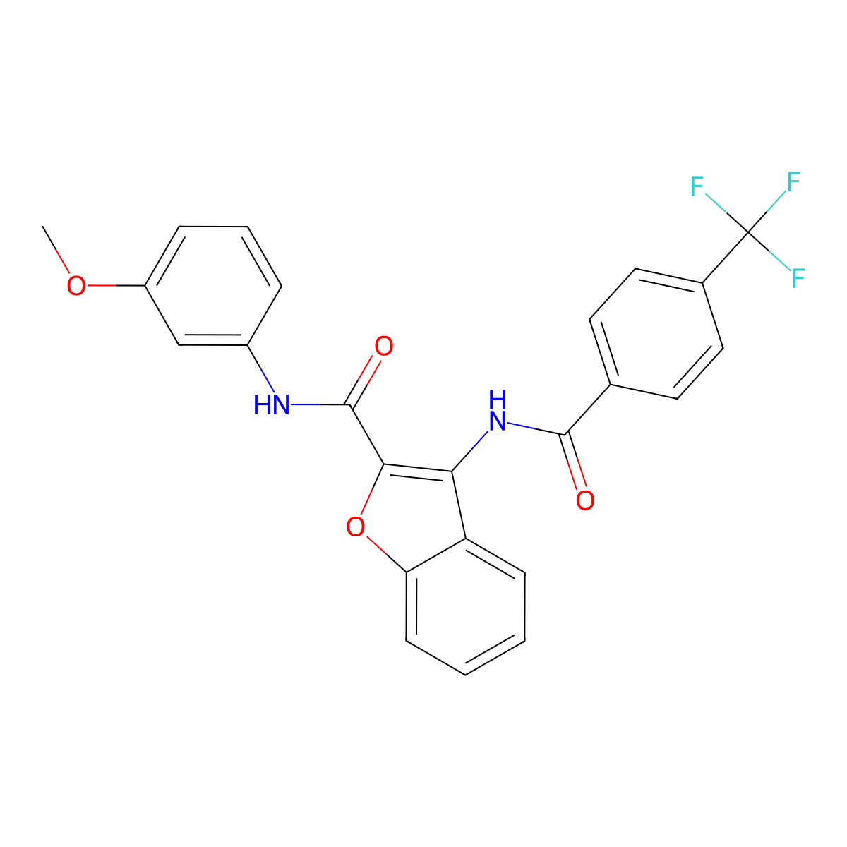 N-(3-methoxyphenyl)-3-(4-(trifluoromethyl)benzamido)benzofuran-2-carboxamide molecular structure, CAS 847403-97-8
