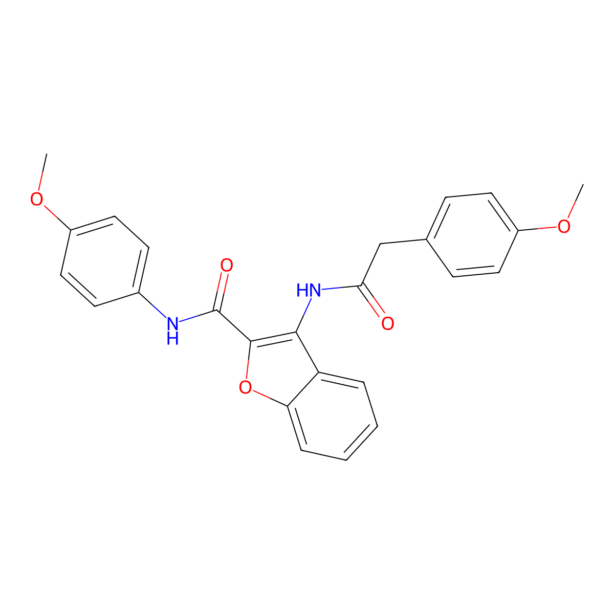 N-(4-methoxyphenyl)-3-(2-(4-methoxyphenyl)acetamido)benzofuran-2-carboxamide molecular structure, CAS 847404-57-3