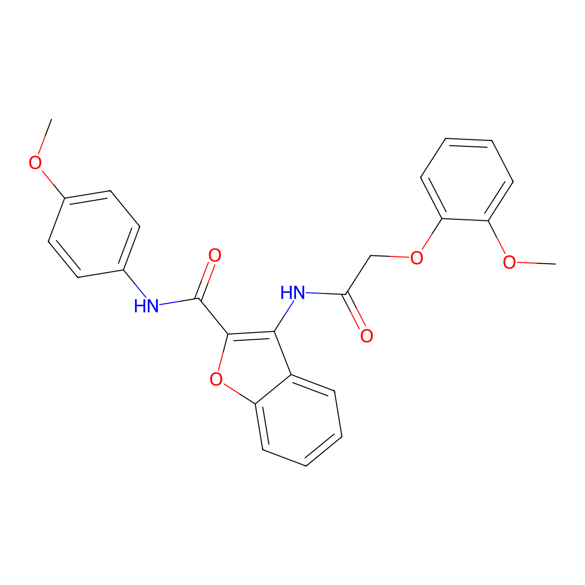 3-(2-(2-methoxyphenoxy)acetamido)-N-(4-methoxyphenyl)benzofuran-2-carboxamide molecular structure, CAS 847404-75-5