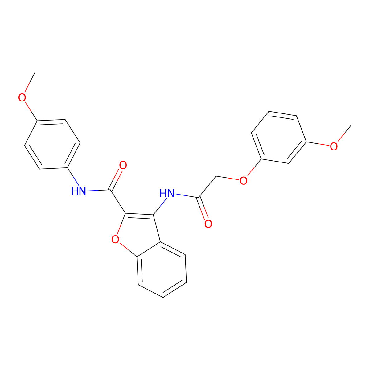 3-(2-(3-methoxyphenoxy)acetamido)-N-(4-methoxyphenyl)benzofuran-2-carboxamide molecular structure, CAS 847404-78-8