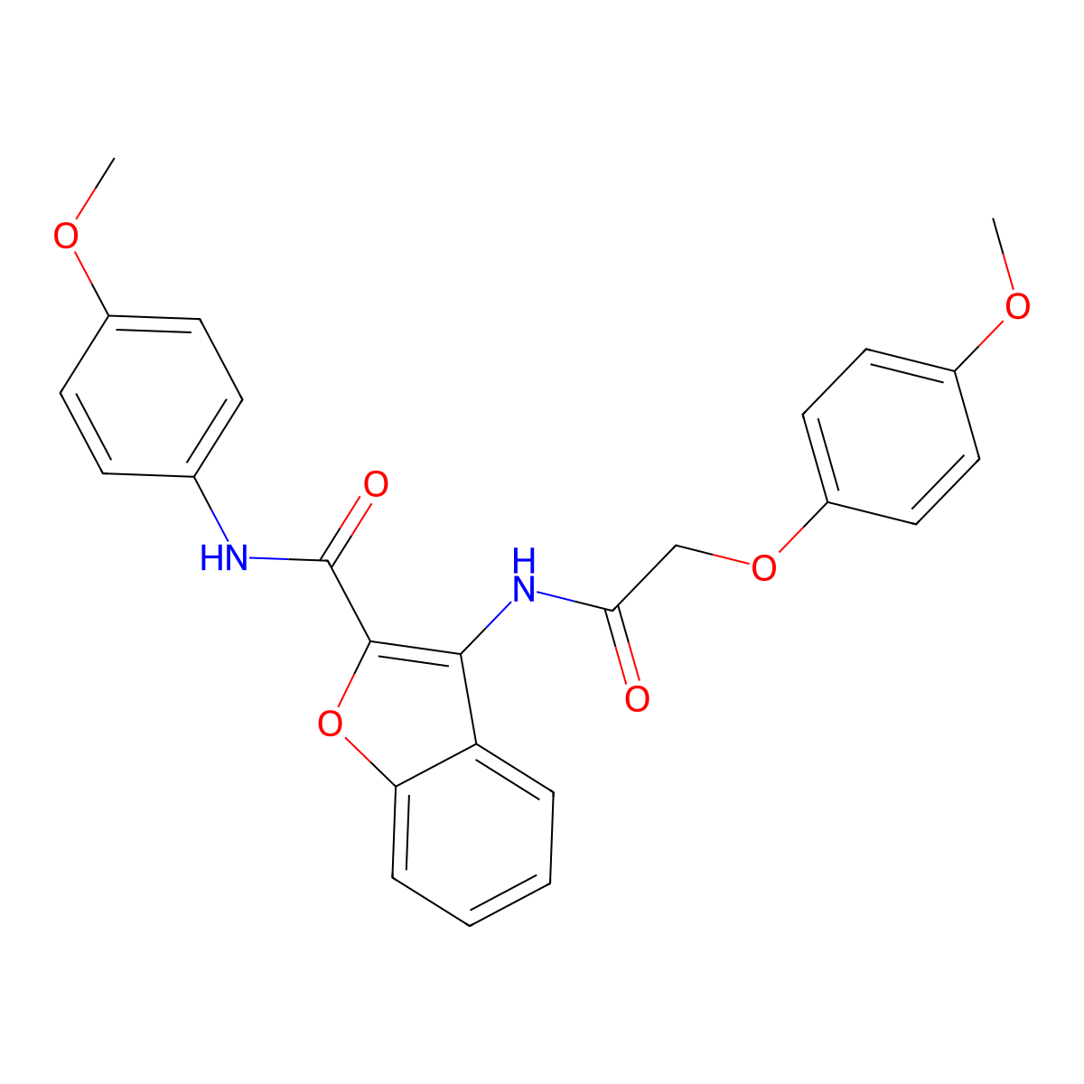 3-(2-(4-methoxyphenoxy)acetamido)-N-(4-methoxyphenyl)benzofuran-2-carboxamide molecular structure, CAS 847404-82-4