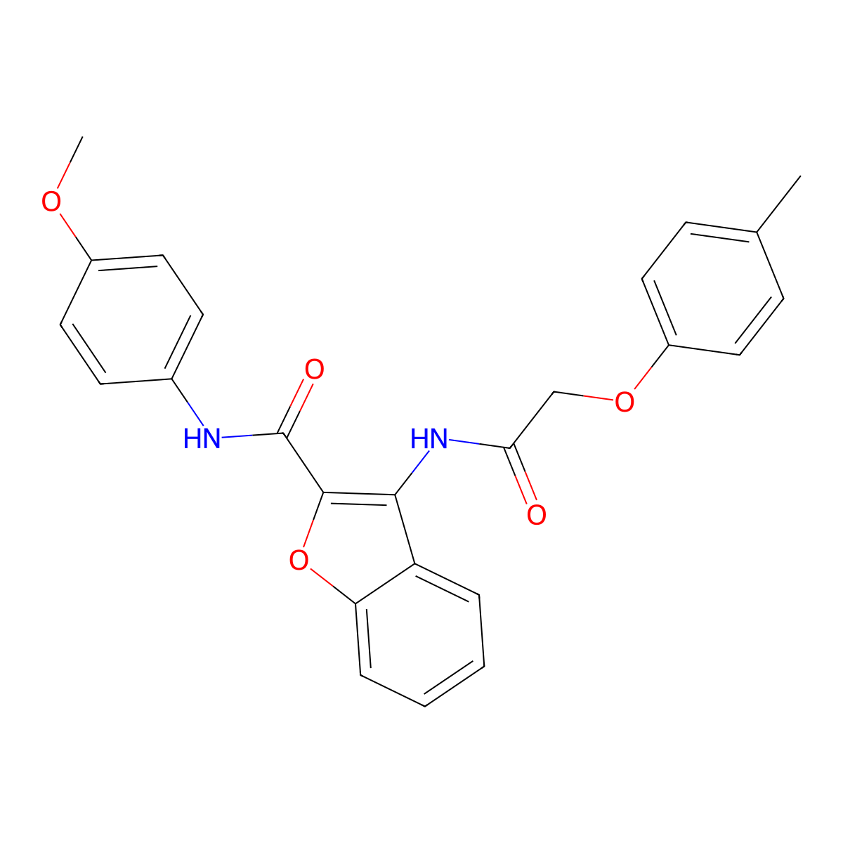 N-(4-methoxyphenyl)-3-(2-(p-tolyloxy)acetamido)benzofuran-2-carboxamide molecular structure, CAS 847404-97-1