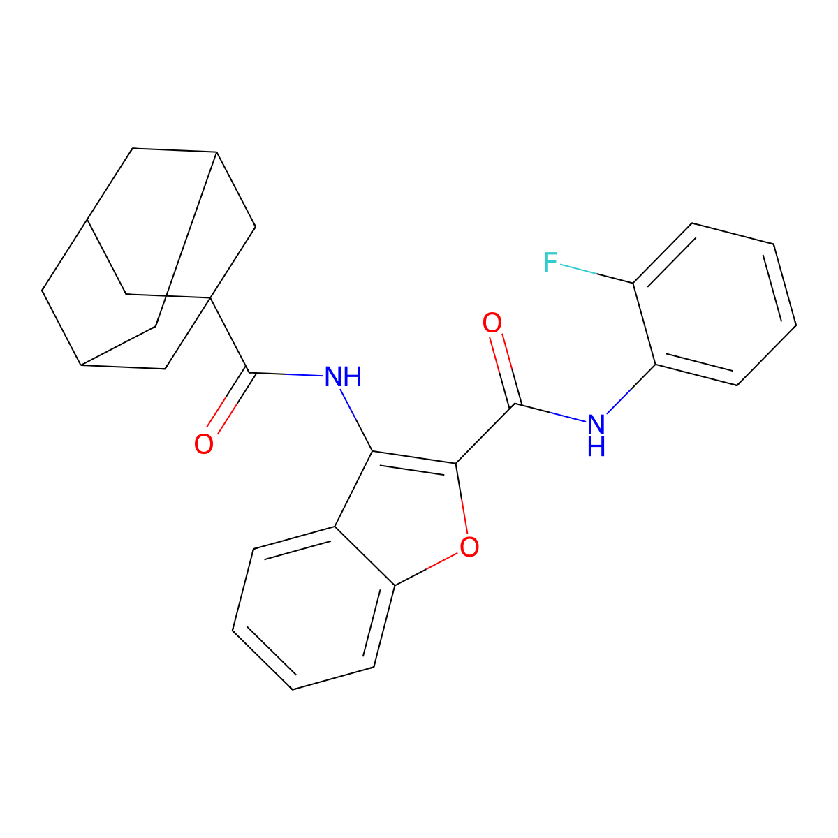3-(Adamantane-1-amido)-N-(2-fluorophenyl)-1-benzofuran-2-carboxamide molecular structure, CAS 847405-31-6