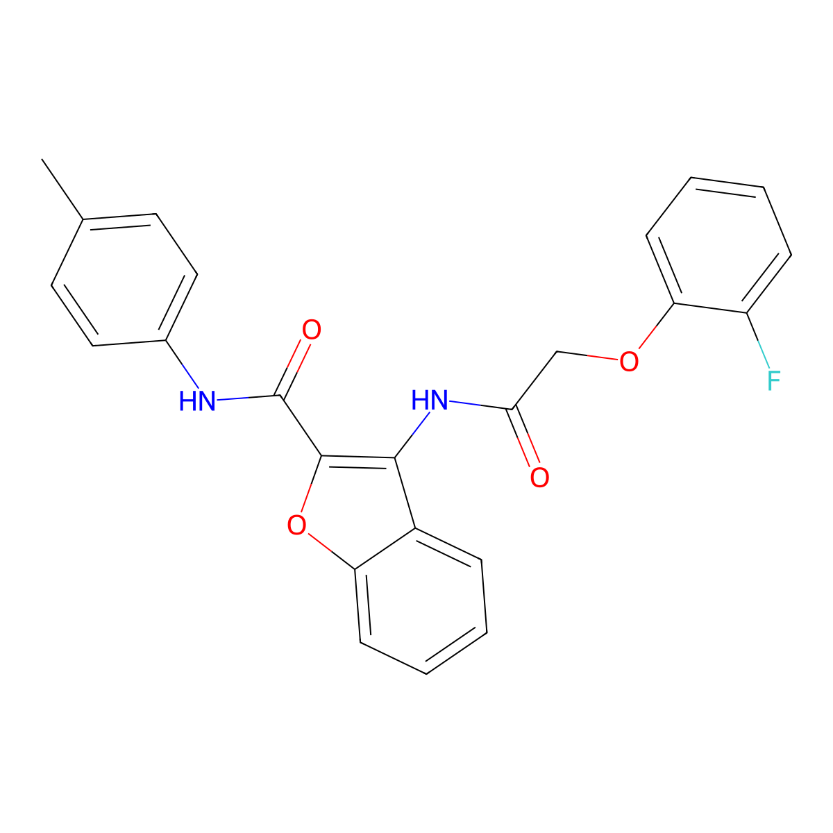 3-(2-(2-fluorophenoxy)acetamido)-N-(p-tolyl)benzofuran-2-carboxamide molecular structure, CAS 847405-32-7
