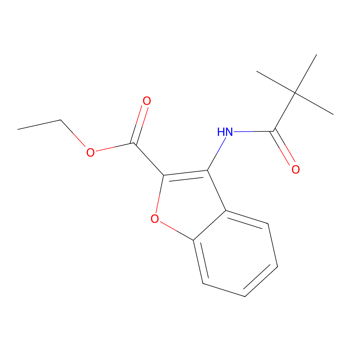 Ethyl 3-(2,2-dimethylpropanoylamino)-1-benzofuran-2-carboxylate molecular structure, CAS 847405-42-9