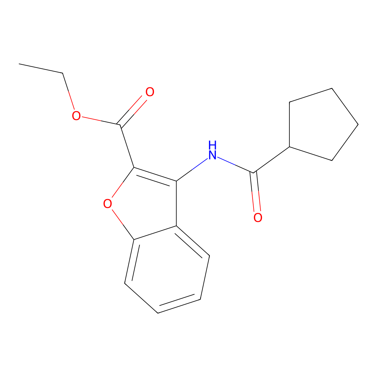 Ethyl 3-(cyclopentanecarboxamido)benzofuran-2-carboxylate molecular structure, CAS 847405-45-2