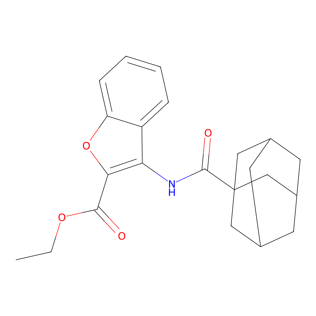 Ethyl 3-(adamantane-1-carbonylamino)-1-benzofuran-2-carboxylate molecular structure, CAS 847405-49-6