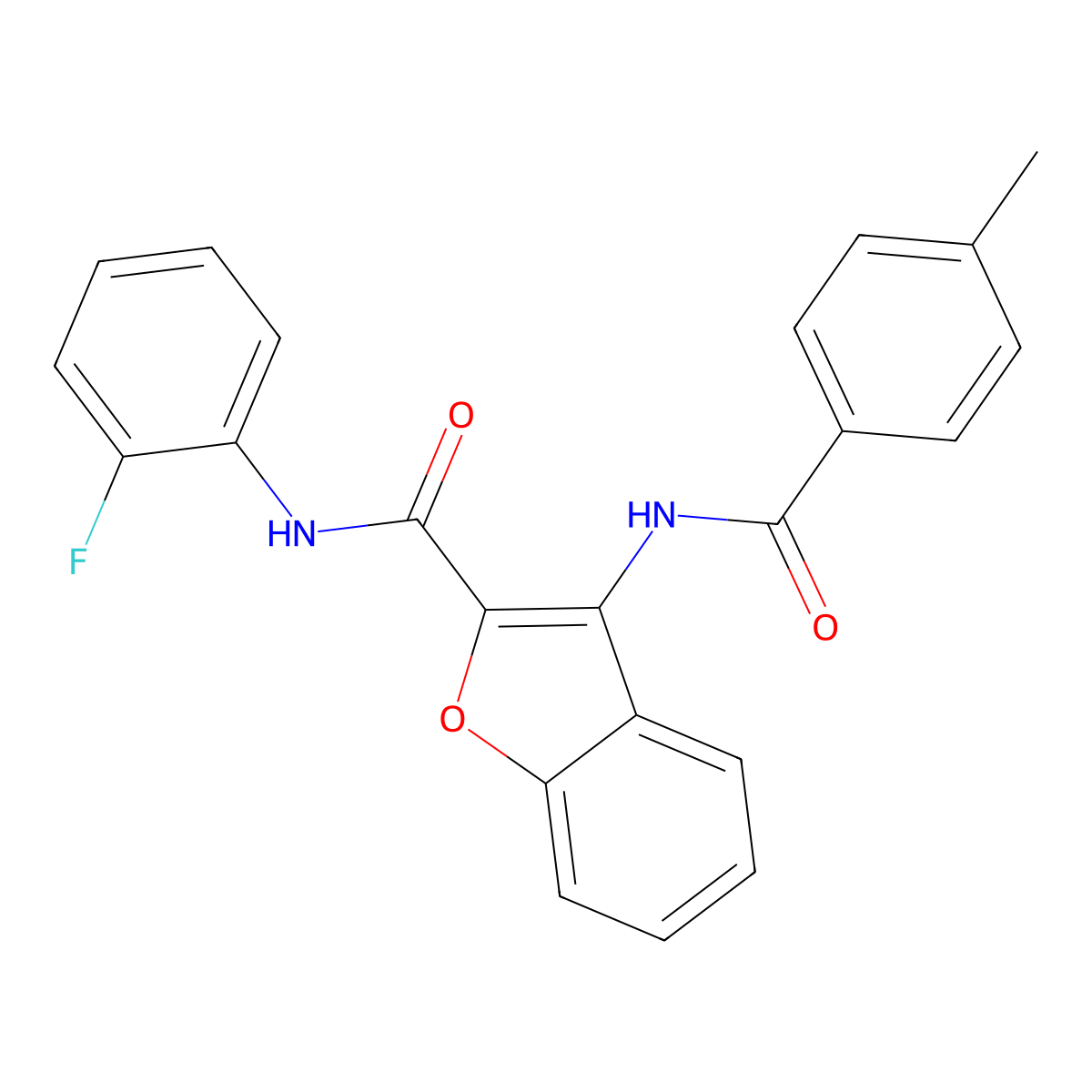 N-(2-fluorophenyl)-3-(4-methylbenzamido)benzofuran-2-carboxamide molecular structure, CAS 847405-52-1