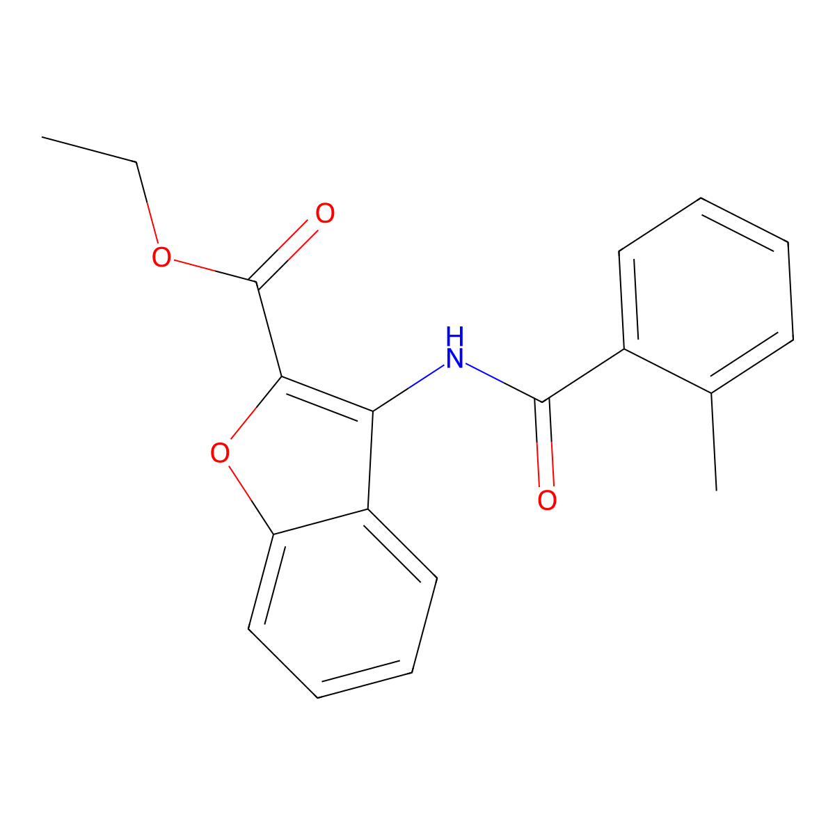 Ethyl 3-(2-methylbenzamido)benzofuran-2-carboxylate molecular structure, CAS 847405-61-2