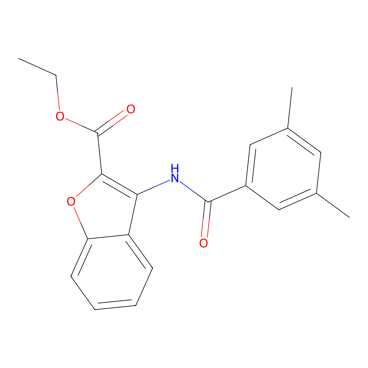 Ethyl 3-(3,5-dimethylbenzamido)benzofuran-2-carboxylate molecular structure, CAS 847405-65-6