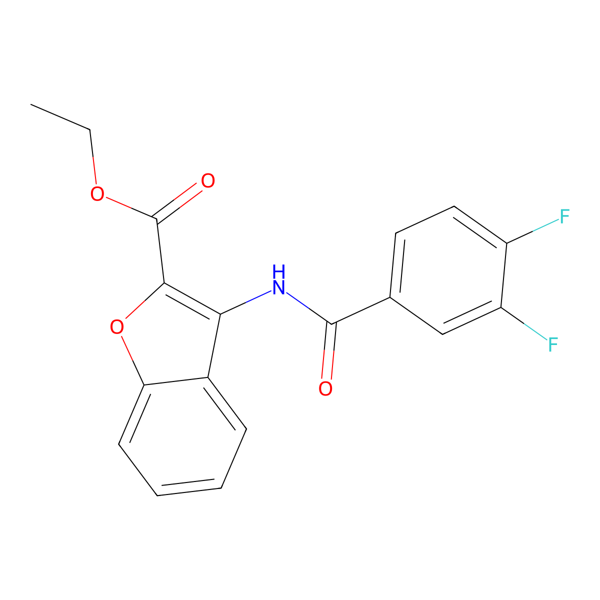 Ethyl 3-(3,4-difluorobenzamido)benzofuran-2-carboxylate molecular structure, CAS 847405-87-2